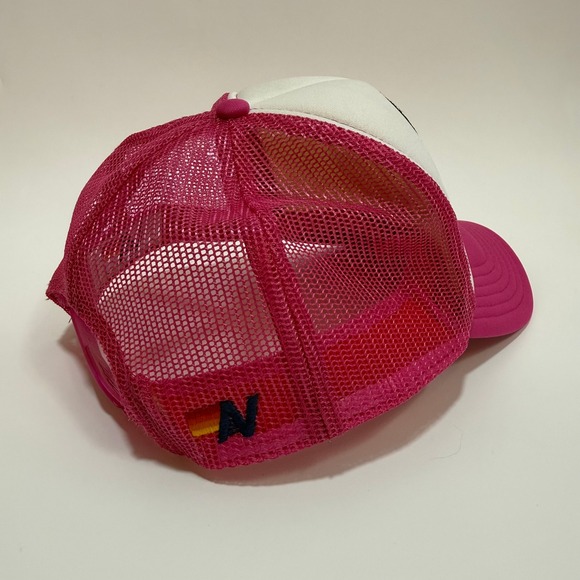 Aviator Nation Trucker Hat Pink Smiley Face Snapback Retro Surf Skate Y2K - Picture 3 of 8